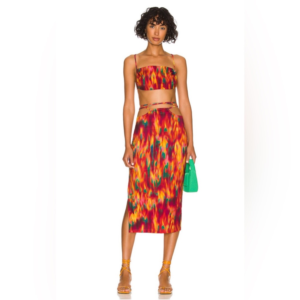 WeWoreWhat Cut out Midi Skirt Multicolored